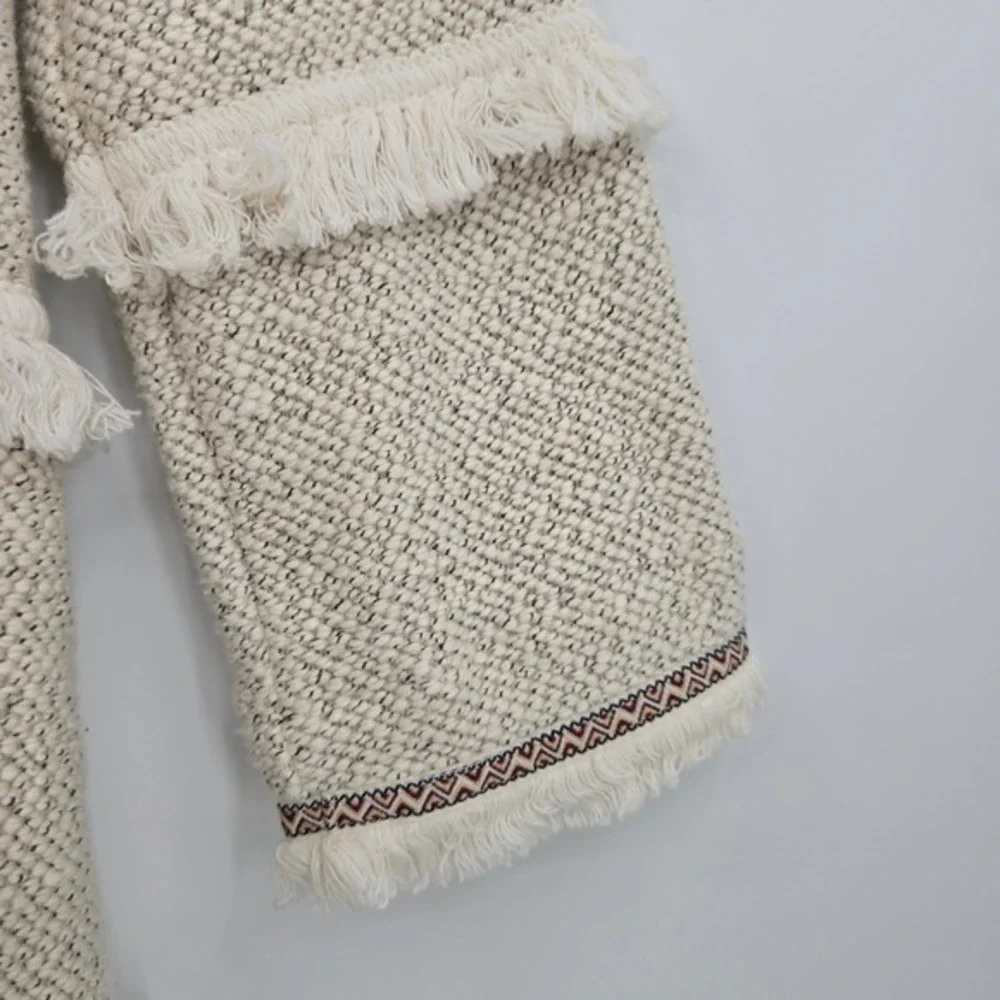 JACK by BB Dakota Cream Fringe Open Front‎ Cardigan Sweater Jacket M